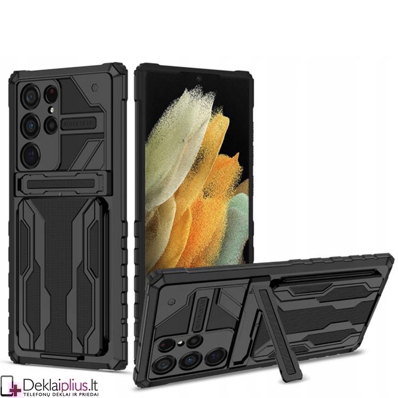 Combo dėklas su kojele ir kortelių dėklu (Samsung S22 Ultra) Combo dėklas su kojele ir kortelių dėklu (Samsung S22 Ultra)